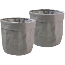 Spetebo Papier Blumentopf 32 x 30 cm - Taupe / 2er Set - Kraftpapier Übertopf - Deko Blumen Pflanzen Tasche Beutel Tüte Topf faltbar