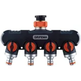 GRIFEMA Gartenschlauch Verteiler 4-fach 3/4 Zoll und 1/2 Zoll Orange/Schwarz