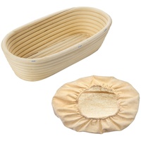 Westmark Gärköbchen-Set, 2tlg., Gärkörbchen oval + Bezug, Peddigrohr/Baumwolle, Hellbeige/Beige,