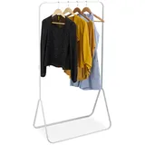 Relaxdays Kleiderständer, HxBxT: 146 x 80 x 44 cm, Kleiderstange, Jacken, Hemden, Metall, freistehende Garderobe, weiß