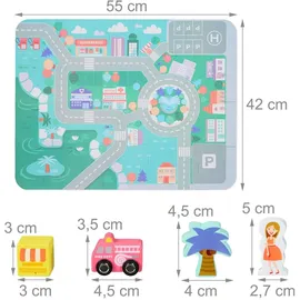 Relaxdays Holzbausteine Stadt im Set Blau,Rosa,Türkis