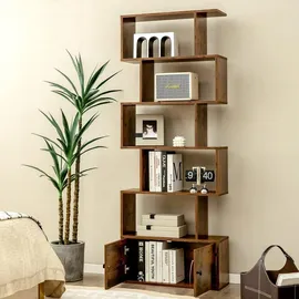 Costway Bücherregal Holz 183 x 70 x 23 cm Braun