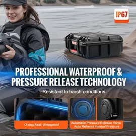 Vevor wetterfester Hartschalenkoffer Trockenboxen mit vorgeschnittenem Schaumstoff und einziehbaren Griffen für Reisen, IP67 wasserdichtes Gehäuse
