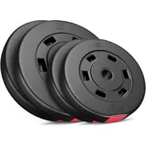 Hop-Sport Hantelscheiben Set 30 kg (2x5 kg, 2x10 kg) Kunststoff, Gewichtsplatten mit 31mm Lochdurchmesser, ideal für Standard 30mm Langhantelstangen, Robuste Gewichtsscheiben für Krafttraining