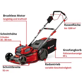 Einhell GP-CM 36/52 S Li BL Akku-Rasenmäher inkl. 4 Akkus 5.2Ah (3413320)