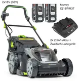 Akku-Rasenmäher Murray IQ18WM37, inkl. 2 Akkus und Zweifach-Ladegerät, 37 cm