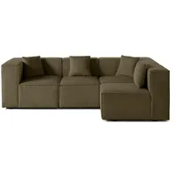 Lisa Design Arty - modulares Ecksofa rechts 5-Sitzer - Cord , Grün - Grün