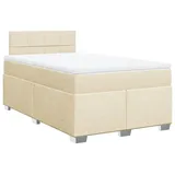 vidaXL Boxspringbett mit Matratze Creme 120x190 cm Stoff