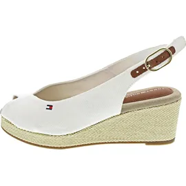 Tommy Hilfiger Damen Wedge Sandalen Flag Mid Slingback Verstellbarer Riemen, Weiß (Ecru), 36