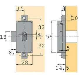 Hettich Möbel-Drehstangenschloss 72213,D15 Metall,vernickelt