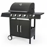 Gasgrill "SAN ANGELO 4+1" von El Fuego® | 4 Hauptbrenner + 1 Seitenbrenner | Edelstahl, inkl. Gasschlauch und Druckminderer | Grill Smoker Grillwagen BBQ | AY 582