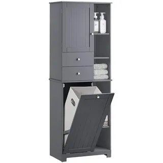 SoBuy Hochschrank BZR104 60 x 170 x 37 cm Grau Holzwerkstoff