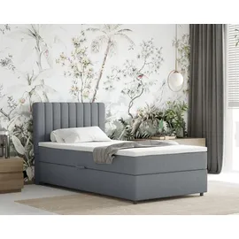 panda möbel Boxspringbett 100x200 EVEREST, mit Topper, mit Bettkästen, Einzelbett, , Panda Möbel - Grau