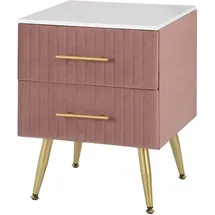 Woltu Nachttisch mit 2 Schubladen aus mdf Samt rosa - Woltu