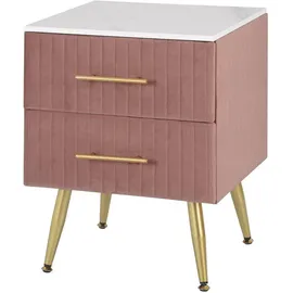 Woltu Nachttisch mit 2 Schubladen aus mdf Samt rosa - Woltu