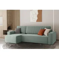 Fun Möbel Ecksofa Schlafsofa Sofa MARIS Stoff Mint Ottomane