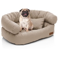 Juelle Kleinhundesofa - Kleinhund-Sofa, Abnehmbarer Bezug, maschinenwaschbar, flauschiges Bett, Hundesessel Santi S-XXL (Größe: S - 70x50 cm, Beige)