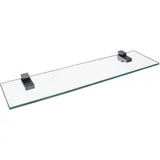 Fackelmann Glasablage – Hochwertiges Glasregal fürs Bad, 40 cm Breite, 12 cm Tiefe, 6 mm Glasstärke, transparent, Chromhalterungen, Made in Germany