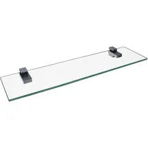 Fackelmann Glasablage – Hochwertiges Glasregal fürs Bad, 40 cm Breite, 12 cm Tiefe, 6 mm Glasstärke, transparent, Chromhalterungen, Made in Germany