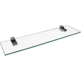 Fackelmann Glasablage – Hochwertiges Glasregal fürs Bad, 40 cm Breite, 12 cm Tiefe, 6 mm Glasstärke, transparent, Chromhalterungen, Made in Germany