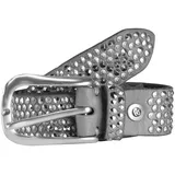 B.belt Nietengürtel Leder 85 cm grau