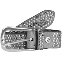 B.belt Nietengürtel Leder 85 cm grau