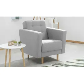 Max Winzer Sessel Jasmin Flachgewebe 75 x 81 x 83 cm Hellgrau mit Kissen