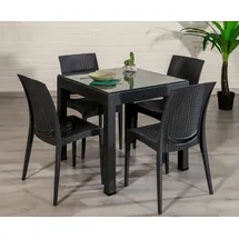 aea Gartenmöbel Set 7-tlg. Schwarz