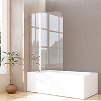 Goezes 90x140cm(BxH) Duschwand für Badewanne Schwenktür mit festem Segment 6mm Nano Easy Clean Glas Beidseitig Montierbar Duschabtrennung Duschtrennwand Badewannenfaltwand Badewannenaufsatz