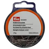 Prym Stecknadeln, 0,60 x 34mm, silberfarbig, 25g, Dose mit Aufhänger, Stahl, 34 x 0,6mm