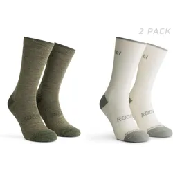 Radsport Winter Lange Fahrradsocken 2er-Pack Merinowolle beige|grün 36/39