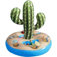 Aufblasbarer Getränkehalter und 2 Ablagefächer mit Kaktus, ideal für den Pool, aufblasbarer Becherhalter für 6 Gläser, ideal für Meer, aus Vinyl, 94 x 70 cm