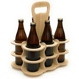 DanDiBo Ambiente DanDiBo Bierträger aus Holz 6 Flaschen Flaschenträger 96143 Flaschenkorb Männerhandtasche Bier