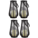 Nowa Außenleuchte Kunststoff H 26 cm 4x LED Solar Dämmerungssensor Schwarz