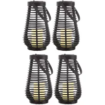 Nowa Außenleuchte Kunststoff H 26 cm 4x LED Solar Dämmerungssensor Schwarz
