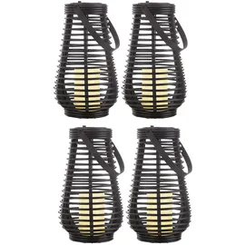 Nowa Außenleuchte Kunststoff H 26 cm 4x LED Solar Dämmerungssensor Schwarz