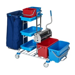 Floorstar 4 Solid Flachpressenwagen, Stoßfester und resistenter Reinigungswagen, Maße (B x L x H): 58 x 137 x 109 cm
