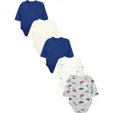 TupTam Langarmwickelbody TUPTAM "Wickelbody Baby Langarm Wickelbody 5er Pack", Jungen, Gr. 50, N-Gr, blau (blau_beige_tiere_dino), Obermaterial: 100% Baumwolle CO., Bodys