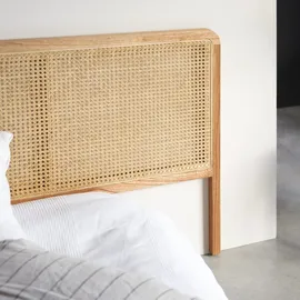 Tikamoon Kopfteil aus Rattan für Bett mit 160 cm Schlafzimmer Doppelbett Massivholz