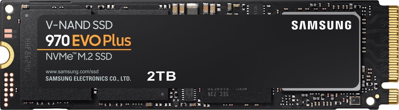 Samsung 970 EVO Plus NVMeTM M.2 1 TB interne SSD (2 TB) 3500 MB/S Lesegeschwindigkeit, 3300 MB/S Schreibgeschwindigkeit schwarz 2 TB