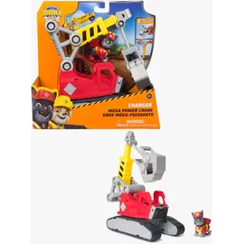Spin Master Rubble & Crew - Chargers 2-in-1 Mega Kran, Premium Baufahrzeug mit abnehmbarer Baggerkralle und Presslufthammer sowie Charger Hundefigur
