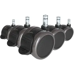 hjh OFFICE Stuhlrollen 5x ROLO STOP 10mm/65mm Metall, Kunststoff