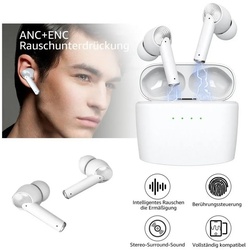 Greensky Bluetooth In-Ear-Kopfhörer Hi-Fi-Sound Ohrhörer wireless Kopfhörer (TWS,ohne LED-Anzeige, Google Assistent, Siri, Bluetooth 5.2, Active Noise Cancelling (ANC), Echo Noise Cancellation (ENC) weiß
