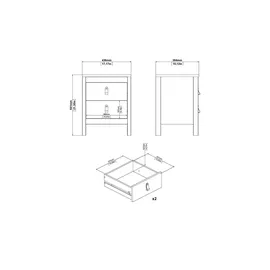 Home Affaire Nachtschrank  mit 2 Schubladen 43,6 x 38 x 54,1 cm Weiß
