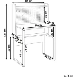 Beliani Schreibtisch mit Lochplatte Buxton Dunkelbraun 84 cm 48 cm