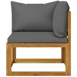 Modular-Ecksofa mit Kissen Akazie Massivholz V2 | vidaXL : Farbe - Dunkelgrau