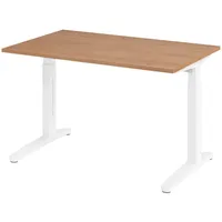 Bümö Schreibtisch Nussbaum, Weiß, Nachbildung,Nussbaum, Rechteckig, 120x74x80 cm, FSC