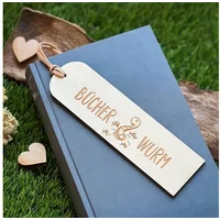 Spruchreif | Lesezeichen aus Holz mit Gravur und Lederband