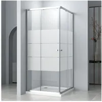 Hopibath Eckdusche milchglas Duschkabine 100x100 100x80 90x90 80x80 90x75 75x75 H:185cm, BxT: 80x80 cm, 5mm Sicherheitsglas, Schiebetür Eckeinstieg, Chrom, Alurahmen, 16 Türrollen, Magnetdichtleisten 80 cm x 185 cm x 80 cm