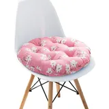 Boracy Sitzkissen Rund, 100% Baumwolle Stuhlkissen 40x40 cm Sitzkissen Stuhl Ohne BäNder, für Korbsessel Outdoor Gartenstuhl KüChe Esszimmer, Weich und Bequem(Rosa,45x45cm)